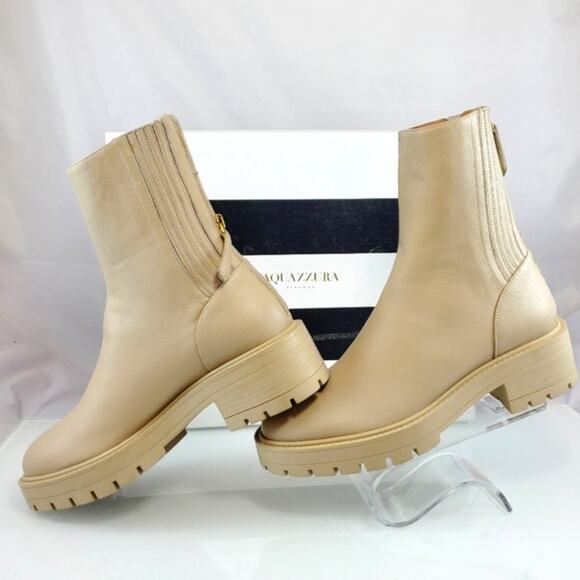 NWT$875 AQUAZZURA Saint Honoré Leather Combat Chunky Ankle Boots Sz 37, US 7 - Picture 6 of 16